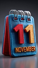 Colorful perpetual calendar showing the date November 11 with vibrant numbers on a dark background
