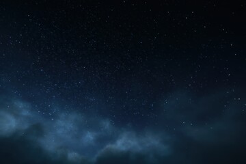 Obraz premium A vast expanse of the night sky filled with countless stars and wispy clouds, creating a serene and mysterious atmosphere