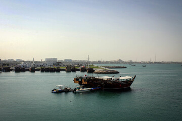 Fototapeta premium View of dhow, traditional middle,eastern,boat, Doha, Qatar, 