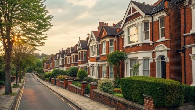 Commercial high-resolution photo of crouch End north London street with terraced houses.