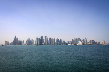 Obraz premium Skyline of West Bay area view of Doha, Qatar