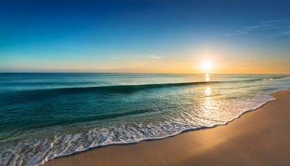 a peaceful beach scene at sunset where the sun is rays stretch across the water turning the sea into a canvas of warm colors the beach is empty with only a few footprints left behind in the sand