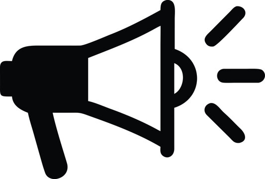 A minimalist vector silhouette of a white mega phone megaphone speaker