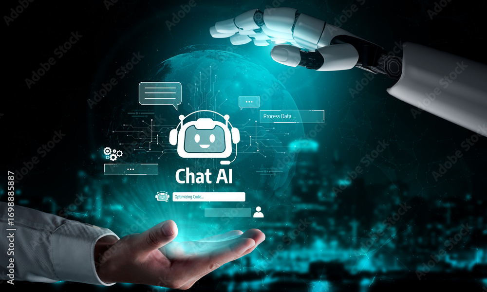 Poster ai assistant brain processor with llm technology, big data, machine learning, generative ai for busi