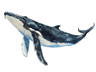 Fototapeta premium Big whale illustration isolated on white background, PNG