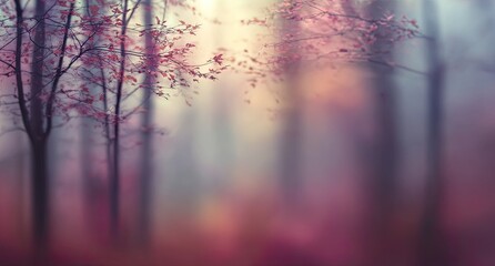 Obraz premium Misty autumn forest with vibrant foliage