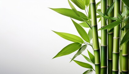 Fototapeta premium bamboo stalks with green leaves realistic lighting isolated on a pure white background