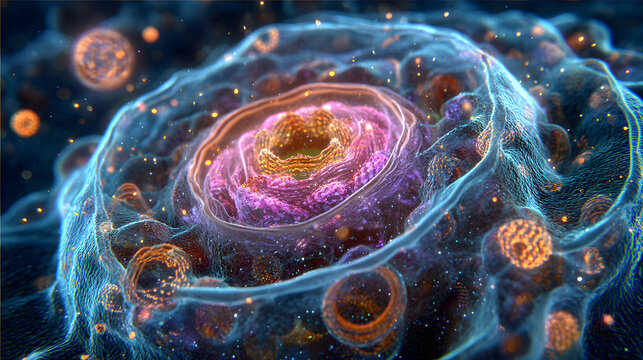 Colorful Microscopic Cells Abstract Visualization