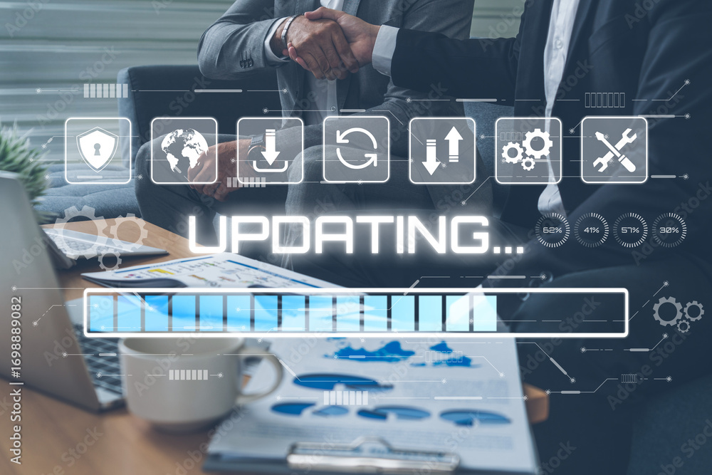 Poster knowledge upgrade and software updates support digital skills growth, competitiveness, and continuou