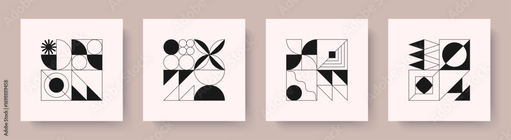 Wall mural abstract modular pattern designs.bold geometric compositions with simple shapes and forms.trendy swi