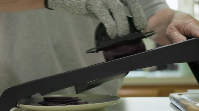 using a mandolin to slice onions