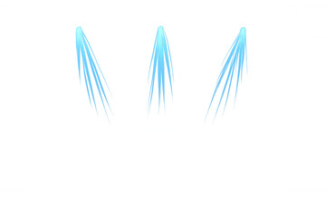 Three bright blue light beams shining downwards on a transparent background, perfect for adding a dramatic effect to any project