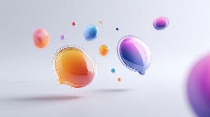 Colorful Abstract Bubbles Floating on a Soft Background, Showcasing a Blend of Playful Shapes and Gradients in a Modern Visual Display