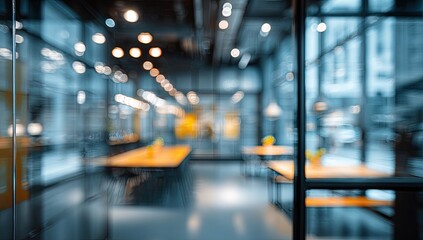 Fototapeta premium Blurry interior view through glass