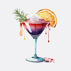 Vampire Kiss Martini Vector Cocktail Collection with Blood Drips and Citrus Garnishes