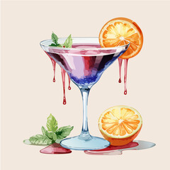 Vampire Kiss Martini Vector Cocktail Collection with Blood Drips and Citrus Garnishes