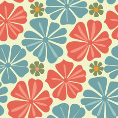 Abstract flower seamless pattern, vector illustration hand-drawn botanical element, doodle floral background, minimal botanical art, cute polka flowers wallpaper.