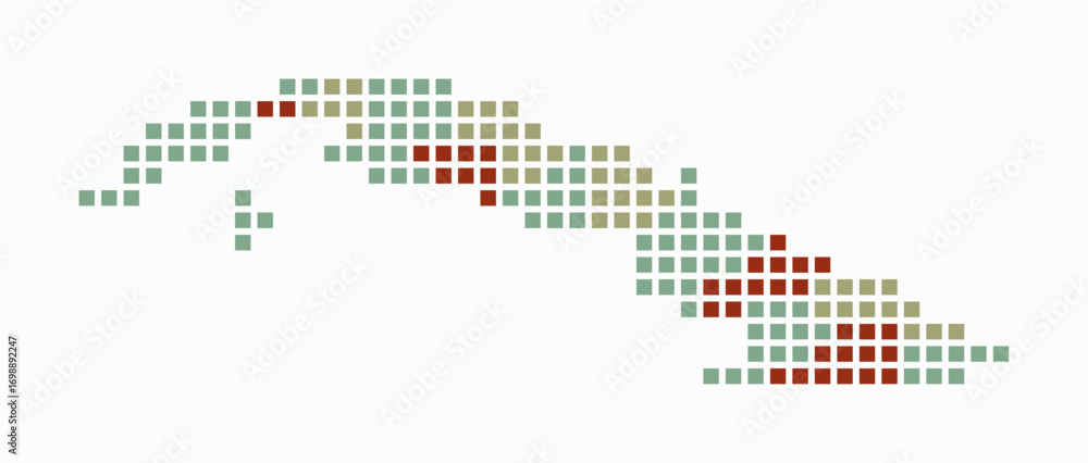Aufkleber cuba dotted map. digital style map of the country on white background. cuba shape with square dots. 