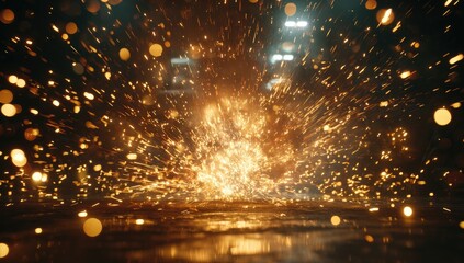 Naklejka premium Sparkling metal sparks burst from a cut