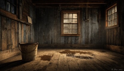 Interior of an old wooden room