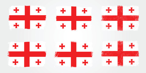 Grunge brush variations of the Georgia five-cross flag