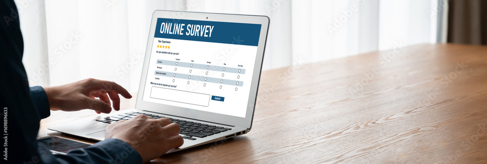 Poster online survey form for modish digital information collection on the internet network