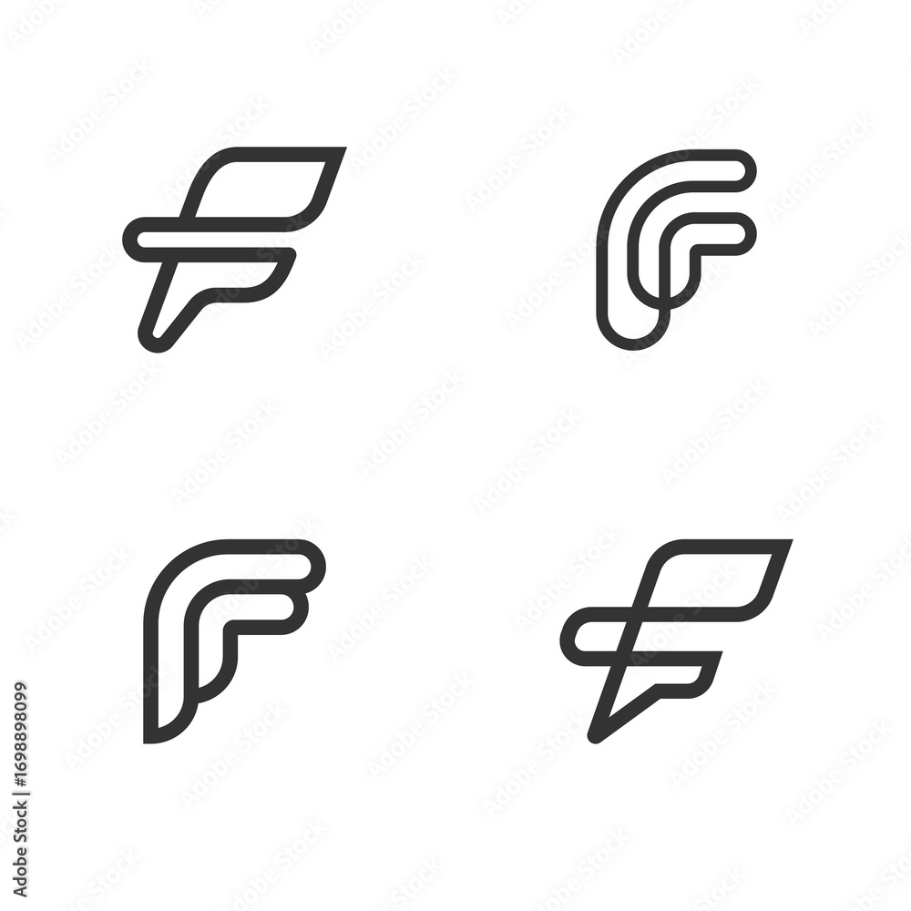 Poster collection letter f modern logotype icon design concept. universal minimalist linear logos template 