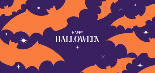 Halloween banner background. Happy Halloween illustration with flying bats