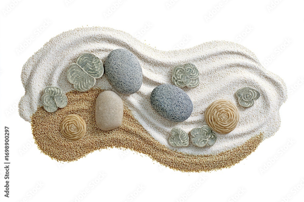 Poster relaxing sand and stone arrangement with shells creating a tranquil beach sight