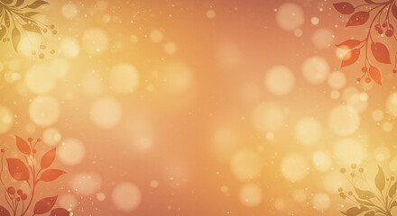 Warm Autumnal Bokeh Background with Floral Accents and Sparkling Dust