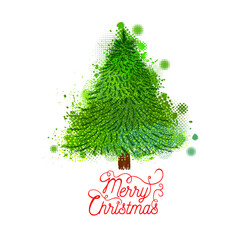 Christmas tree brush strokes. hand drawing. Not AI, Vector illustrations
