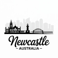 Naklejka premium Newcastle Australia Skyline Silhouette — A Historic Coastal City in New South Wales Vector Illustration