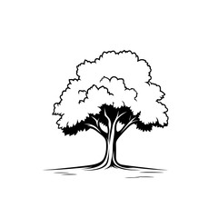 The Stylized Tree of Life illustration is a minimalist line art piece that symbolizes growth, strength, and resilience through a stylized tree with a thick trunk and a rounded crown