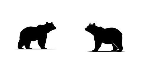 A powerful and striking silhouette of a bear, standing tall and facing forward, evokes a sense of strength, wilderness, and primal power, and is referred to as the Majestic Bear Silhouette