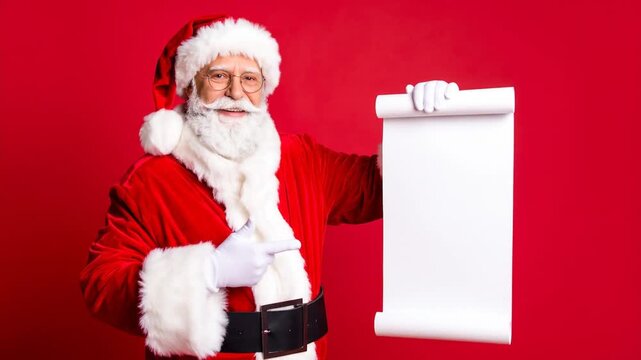 Santa Claus with a Blank Scroll: A Holiday Message with Space for Text