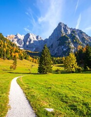 Autumnal mountain valley path