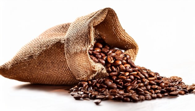 coffee beans spilling from a burlap sack