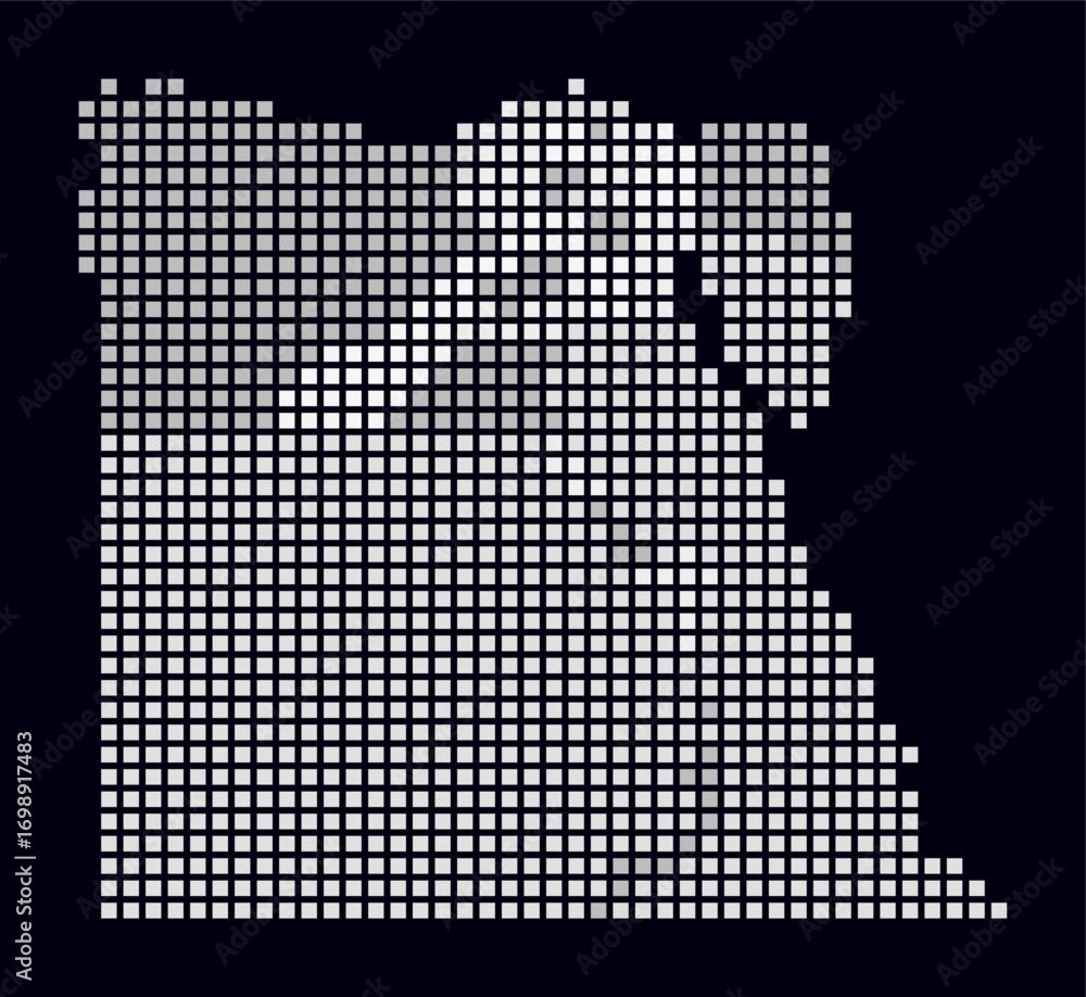 Poster egypt dotted map. digital style map of the country on dark background. egypt shape with square dots.