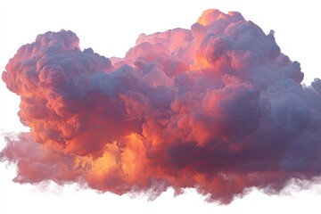 Massive cumulus cloud, vibrant sunset hues
