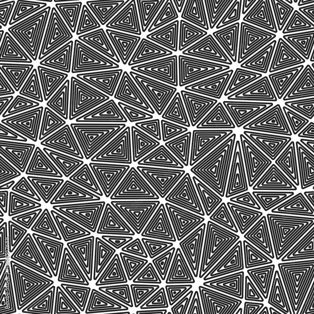 Aufkleber geometric background. medium triangles size. multiple repeated inner triangles. black and white styl