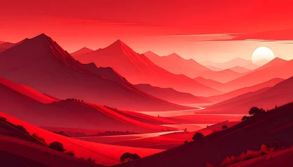 Fototapete Bordeaux Red mountain landscape panorama  © Qiyam