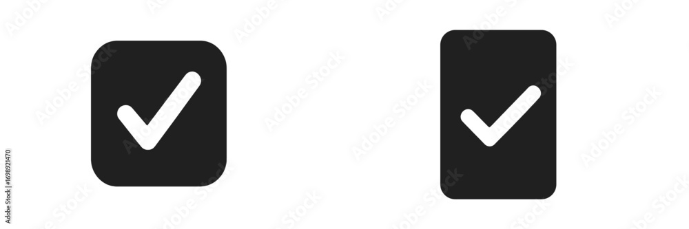 Aufkleber check marks in two contrasting styles against a minimalistic background design suitable for various 