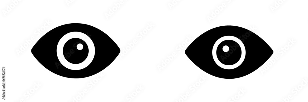 Poster visual representation of eye symbols depicting variations in size and detail, suitable for design an