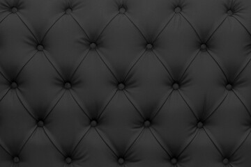 Black dark natural leather sofa upholstery pattern button classic texture luxury background