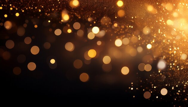 a radiant copper bokeh background with glowing yellow lights on the right side of a deep black space evoking a warm celebratory vibe
