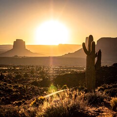 Desert Sunrise with Cacti