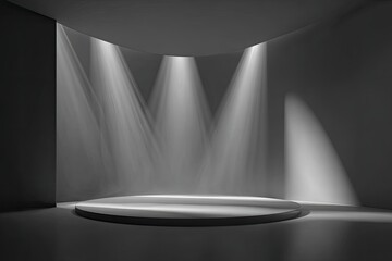 Empty, illuminated podium stage