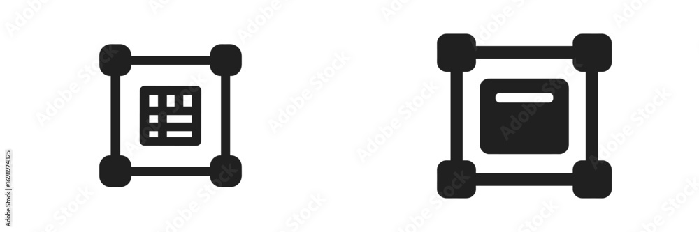 Poster design elements illustrating a grid and a box in a minimalist style suitable for digital application