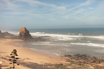 Santa Cruz, Torres Vedras, Portugal. 10 September 2025. Iconic tower overlooking Santa Cruz beach and Atlantic Ocean coastline.