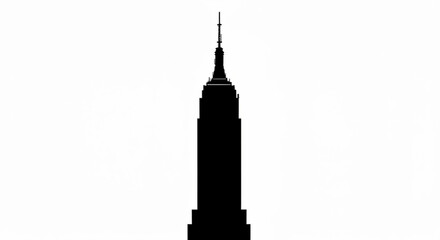 Silhouette of a tall building with a spire against a white background showcasing architectural design created with generative ai